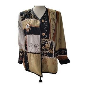 Vintage "Indigo Moon" Art To Wear Patchwork Jacket
